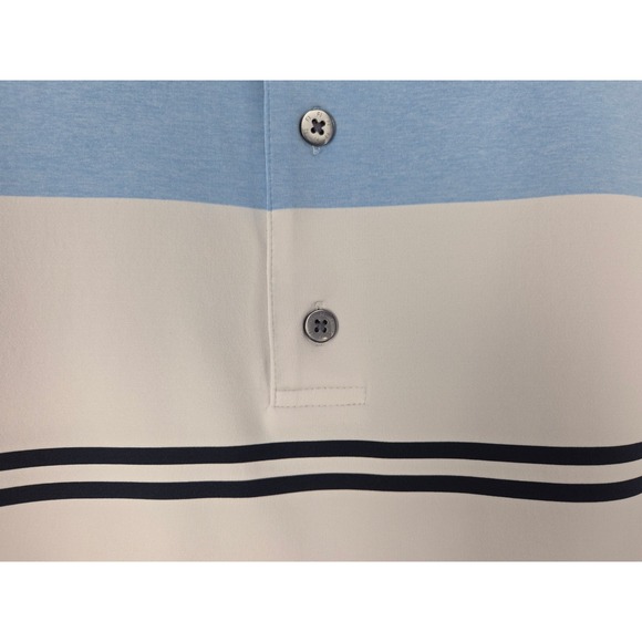 FootJoy Mens Polo Shirt XL White Blue Stripe Stretch Golf Performance FJ Stain - Picture 6 of 11